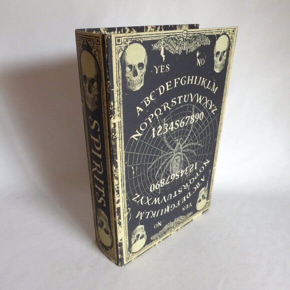 NEW 13” HALLOWEEN "SPIRITS" OUIJA BOARD FAUX BOOK HINGED LIDDED SAFE BOX - Picture 1 of 7